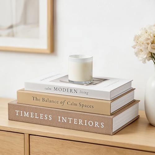 JARLINK Beautiful Decorative Books, Set of 3 Stackable Fake Books