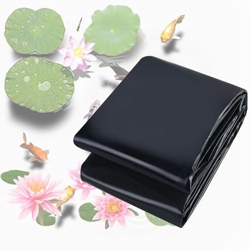 Fodera per laghetto, resistente ai raggi UV, durevole, membrana rinforzata, spessore 0,12 mm, in HDPE, per stagni koi, acqua, giardino, ruscello, 4 x 4 m, 4,9 x 7 m, 7 x 7 m (6 x 20 m)