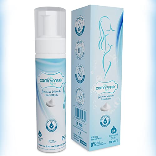 ComfyFresh Feminine Intimate Foam Wash Mousse Pump pH Balanced Soap Free Probiotic Formula with Natural Ingredients