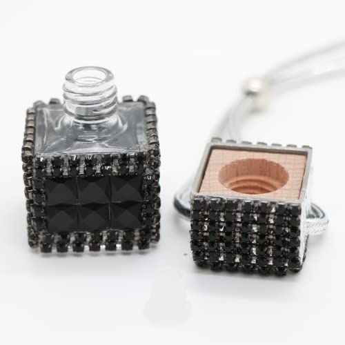 Bling Automobile Aroma Diffusers Diamond Car Hanging Perfume Bottle Rhinestone Fragrance Essential Oil Diffuser Pendant Black #TOP4