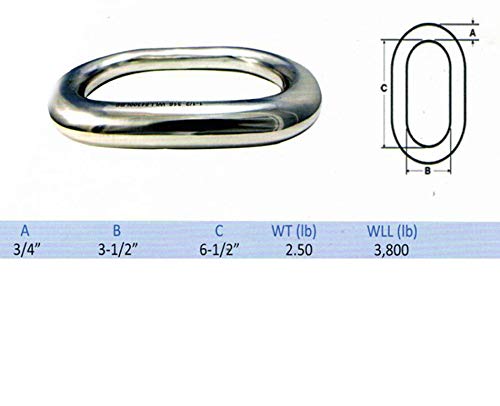 Prolinemax 3/4 Inch Marine Master Link Welded Formed Boat 316 Stainless Steel with Working Load Limit 3,800 Pounds