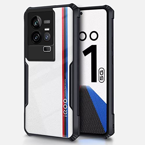 Image of Pikkme iQOO 11 5G Back Cover | Crystal Clear Transparent Back | Ultra Hybrid | Full Camera Protection | Raised Edge | Bumper Back Case (Black)