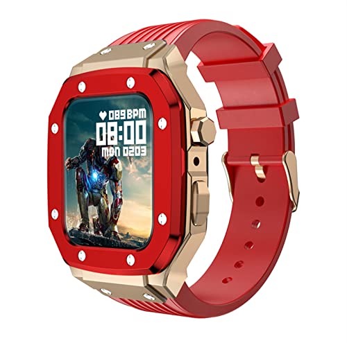 Bracelet en silicone pour Apple Watch 45mm avec cadre en métal d'agate