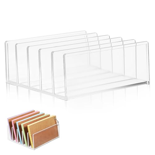 OSALADI Transparent Bookshelf Organizer Multipurpose File Stand for Office Supplies Lightweight Study Bookend for Desk Storage and Display and Compact Design