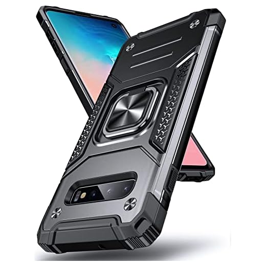 DASFOND Galaxy S10 Coque, Housse de Protection Antichoc de Qualité Militaire, Etui avec Anneau Métallique Améliorée [Support Magnétique],Compatible avec Samsung Galaxy S10,Noir