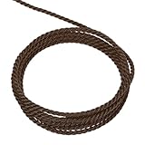 QUARKZMAN Cordón Trenzado, 5 Yardas 1mm, Hilo Brillante de Poliéster para Manualidades, Bolsas de Regalo, Cortinas y Decoración Navideña, Color Marrón - 5m