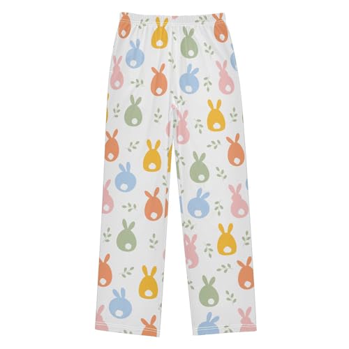 ZZXXB Colorful Bunny Boys Long Pants Soft Trousers Elastic Waist Kids Lounge Bottoms with Pockets S-XL