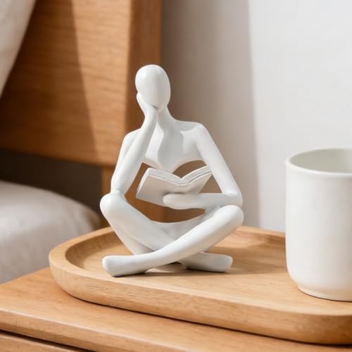 Bookshelf Decor Thinker Statue - Abstract Art Reading Thinker Scu...