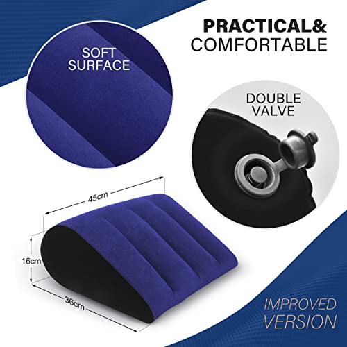 Portable Wedge Pillow Inflatable Cushion - Body Positioners Lightweight Wedge Pillow For Sleeping, Leg Elevation, Use In Bed, Travel, Camping, Fast Inflating Deflation (Blue) #TOP2
