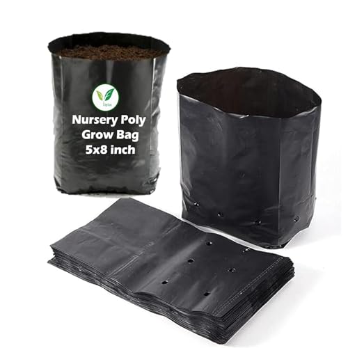 Image of IAgriFarm UV Protected Poly Grow Bag /Nursery Plant Bags, 5x8 inch,250 Qty,Black,