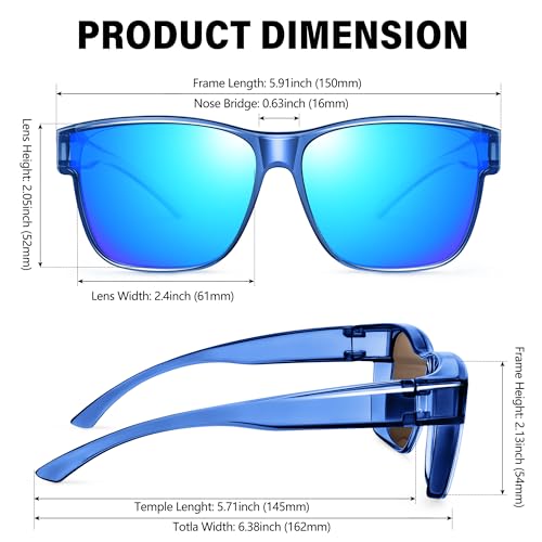 Image of URUMQI Polarized Sunglasses Fit Over Glasses for Men Women, Oversized Square Sun Glasses UV400 Protection
