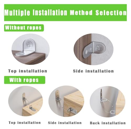 Fijación de muebles 4 Uds. anclajes antivuelco para pared y hogar 3