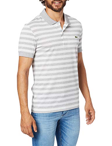 Polo, Lacoste, Masculino, Cinza Mescla/Branco, P