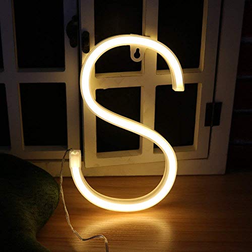 Image of Warm White LED Neon Word Signs - Battery /USB Operated Neon Letter Alphabet Signs for Girls' Room, Wedding, Birthday Party, Christmas Home (S)