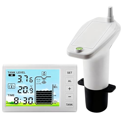 Oil Tank Level Monitor, Liquid Level Meter Water Level Sensor Oil Tank Cordless Design, Transmitter, Automatic Control Multifunctional Level Gauge With Indoor Temperature Gauge for Household Use