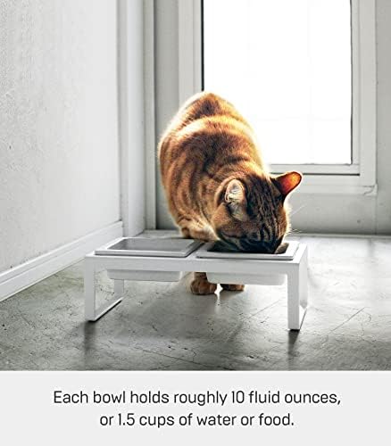 Yamazaki TOWER PET FOOD BOWL STAND SET TALL WH
