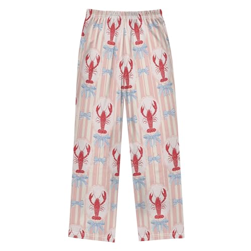 ALAZA Blue Bow Lobster Striped Pajama Lounge Pants Long Sleep Pajama Bottoms with Pockets2