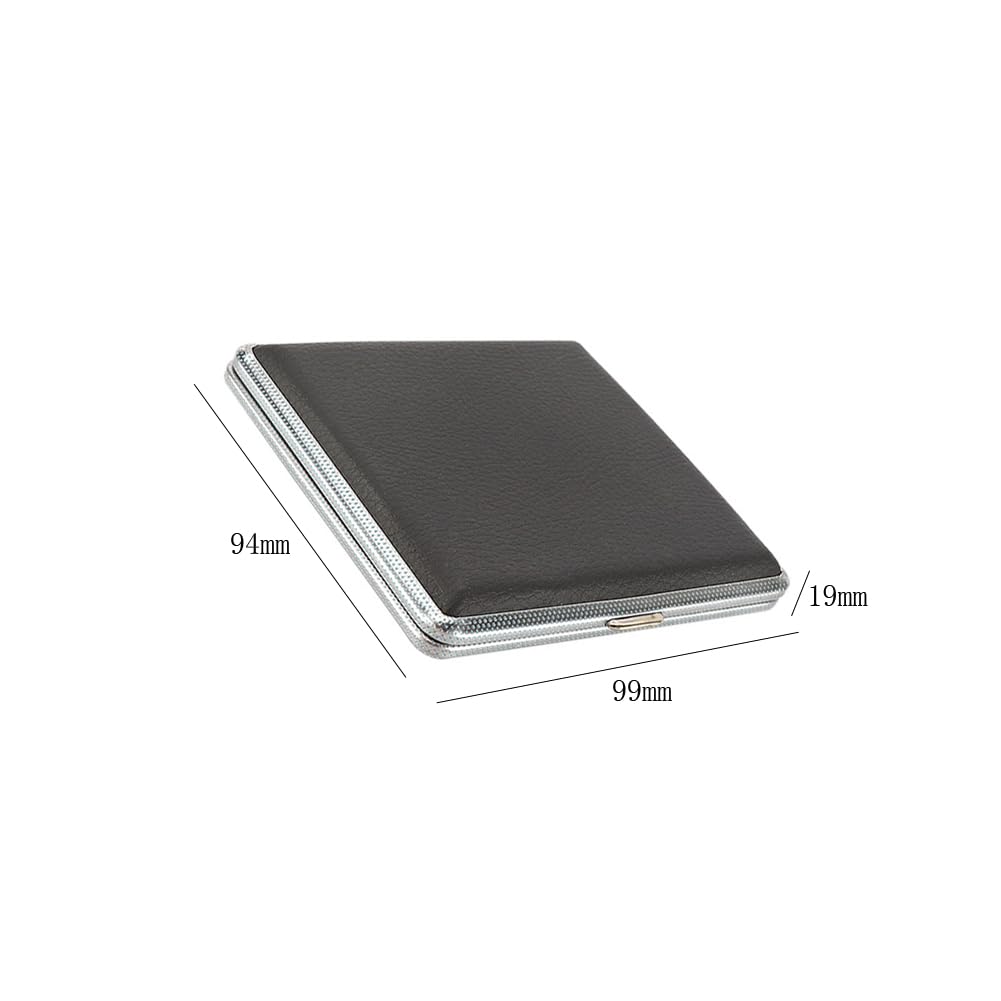 2 Pieces Cigarette Case Metal Cigarette Box Square Portable Cigarette Holder Case with Pu Leather Surface, Black image 2