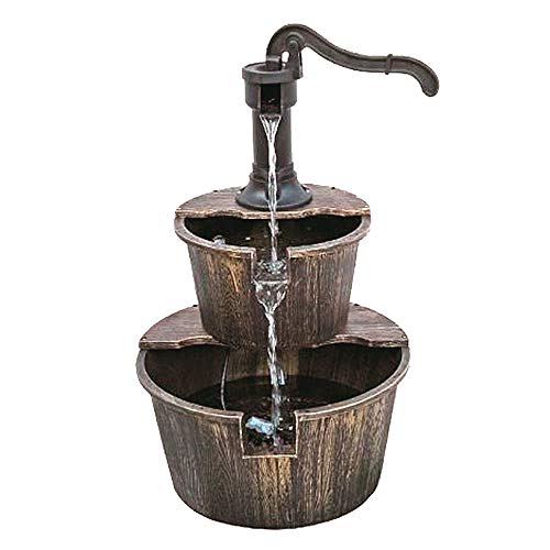Garten Brunnen Holz Optik Polyresin Außen Dekoration Kaskaden Wasserspiel Garten Hof Harms 318713