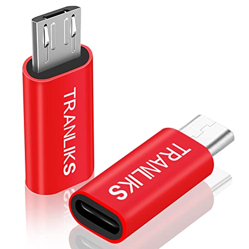 TRANLIKS Adaptateur Micro USB vers Lightning, Lot de 2 adaptateurs Lightning (Femelle) vers Micro USB (mâle) pour Le Chargement Uniquement, Casque Non Pris en Charge - Rouge