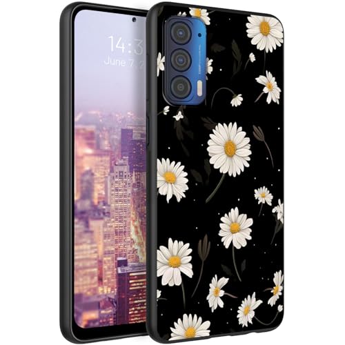 RAUEDWDJS for Motorola Moto Edge 2021 /Motorola Edge 5G UW Soft TPU Case,Anti Scratch Non-Slip Full Body Protective Shockproof Cover Case,White Daisies