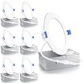 Ensenior 6 Pack 4 Inch LED Recessed Light, Dimmable, 6000K Clear White, 750LM High Brightness, 9W 120V, Damp Rated, Ultra-Thin Canless Wafer Ceiling Light - ETL & FCC & IC