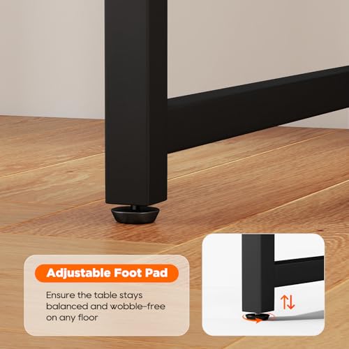 Image of PayLessHere | 63 Inch Computer Desk | Black | Office Desk with Metal Frame, Adjustable Feet | Water-Resistant, Scratchproof Surface | Sturdy Writing Table for Home Office or Study | Pack of 1