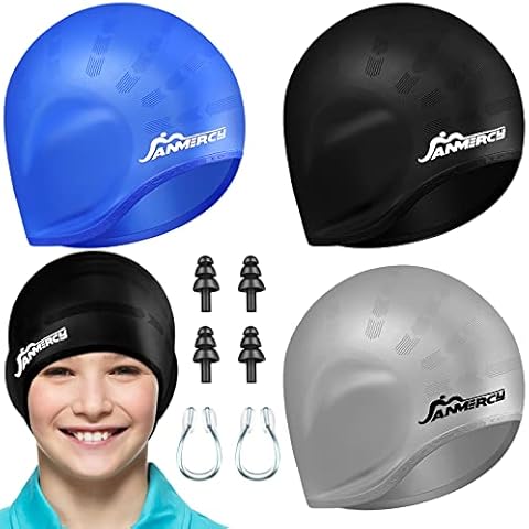 Janmercy Silicone Swim Caps for Kids Cover