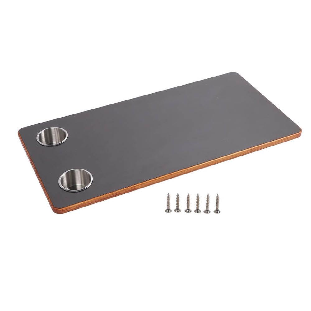Tavolo da barca da 800 mm x 400 mm con 2 portate in acciaio inossidabile in legno nero compatibile con patio con patio di yacht