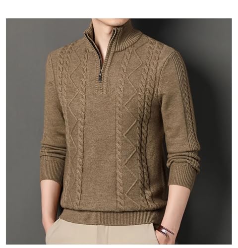 Kelsiop Men's Thicken Zipper Sweater Winter Fashion Twisted Knit Clothes Long Sleeve Warm Jumper Pullover Sweaters4