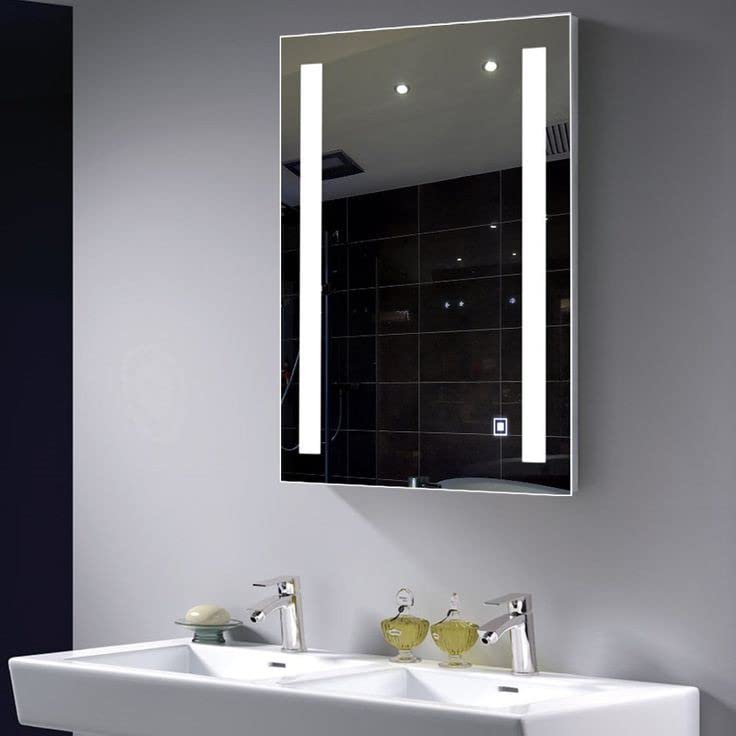 MIRROR WORLD Stylish Rectangular Wall Mirror for Bathroom Mirror 3 Lighting Changeable Feature Color Temperature Adjustable, Mirror for Bedroom/Dressing Room–Rectangle Shape (18x24 inch)-W4.