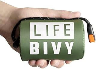 Go Time Gear Life Emergency Bivy Sack - Thermal Survival Tent and Sleeping Bag Bivvy for Blanket, Shelter & Camping Use - Pack of 1 with Whistle - Green