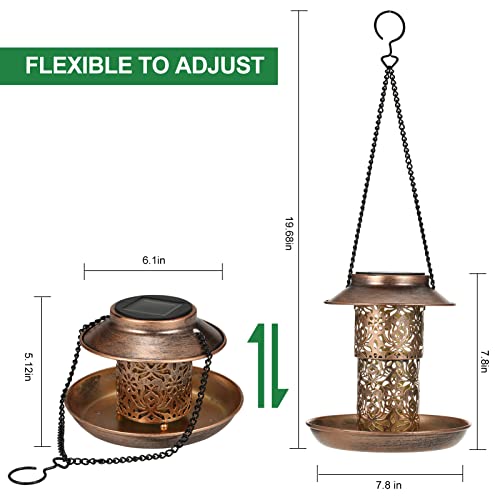 Neoglint Solar Bird Feeder Outdoor Hanging Garden Lantern Retractable Wild Birds Feeder Yard Lamp With S Hook Ip45 Weatherproof For Bird Lovers #TOP4