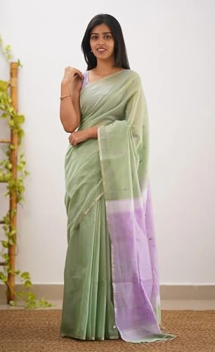 Image of Women's Cotton Soft Silk Sarees | Jamdani Cotton Saree With Attach Unstitched Blouse Piece