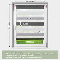 Deswell Doppelrollo Klemmfix ohne Bohren Weiß-Grau-Anthrazit B70 x H150 cm (Stoffbreite 66cm) Rollos für Fenster ohne Bohren für Fenster mit Lichtdurchlässig & Verdunkelnd/Höhe Stufenlos Verstellbar – Ansicht 4