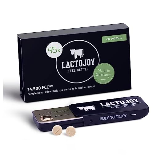 LactoJoy Pastillas de Lactasa 14.500 FCC I Tratamiento de Comprimidos para Intolerancia a la Lactosa I Digestión de la Leche, Queso I Capsulas de Enzimas Digestivas I Vegano I 45 Caps