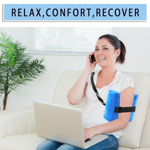 Shoulder Pillow for Side Sleepers With Strap, Shoulder Surgery Pillow for Sleeping, Rotator Cuff Pillow for Shoulder Pain Relief, Arm Pillows After Surgery, Side Sleeper Pillow for Shoulder Pain, Blue