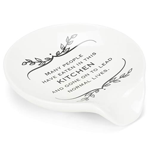 Demdaco Many People Have Eaten In This Kitchen And Lead Normal Lives 4.5 X 4 Glossy White Ceramic Stoneware Kitchen Spoon Rest #TOP2
