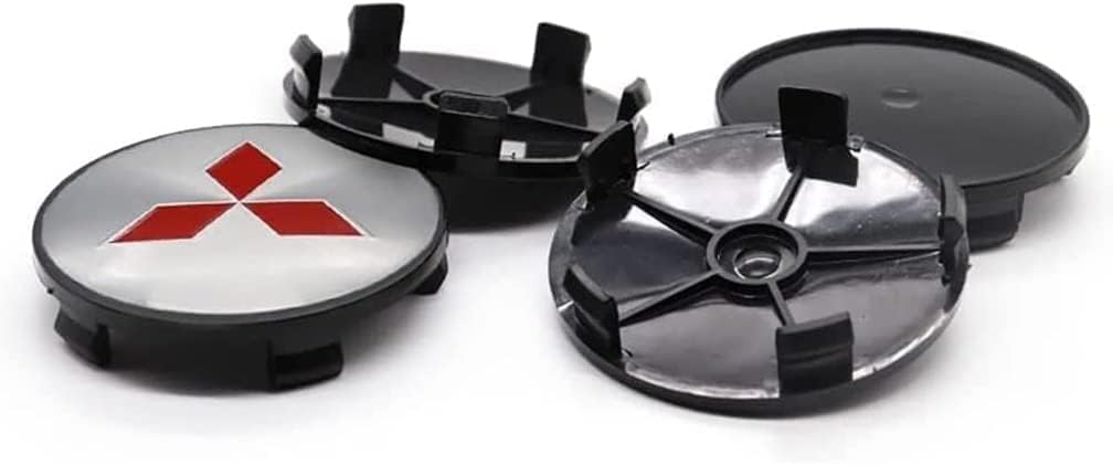 4pcs Car Hub Centre Caps for Mitsubishi Pajero ASX Outlander Lancer Eclipse 60mm Waterproof Wheel Center Hub DustProof Rim Wheel Decoration Cover Sticker Accessories,A