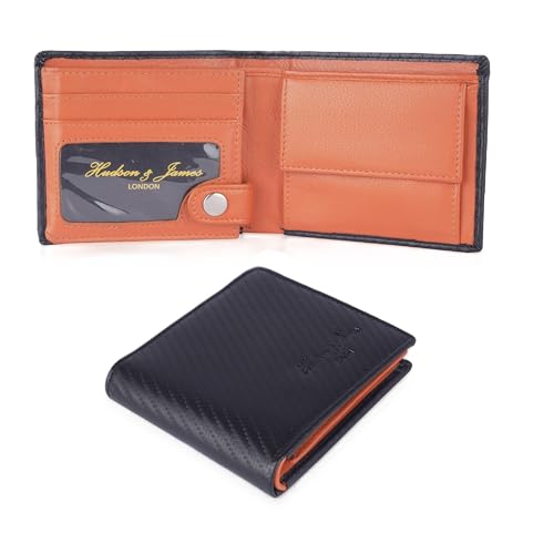 Portefeuille en cuir véritable Hudson & James Noir Carbone