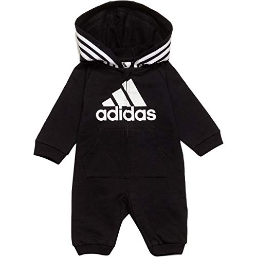 Image of adidas Baby Long Sleeve Hoodie Jumpsuit One-Piece Footless Romper