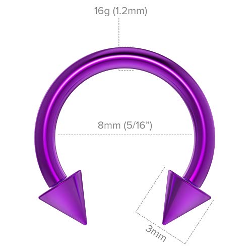 Bling Piercing 2Pc 16G 8Mm Circular Barbell Titanium Septum Snake Bite Cartilage Ring Eyebrow Tragus Helix Purple #TOP2