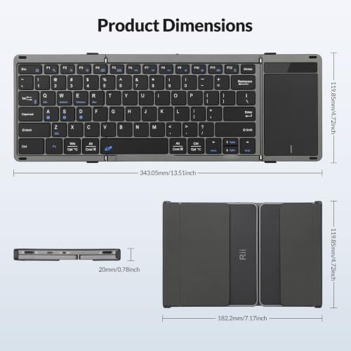 Rii RK809Pro Foldable Bluetooth Keyboard with Touchpad - 1