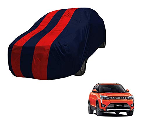 Image of Auto Hub Car Cover Compatible with Mahindra XUV 300 with Mirror Pocket,Triple Stitched, Weather Proof, XUV 300 Car Cover- Navy-Red