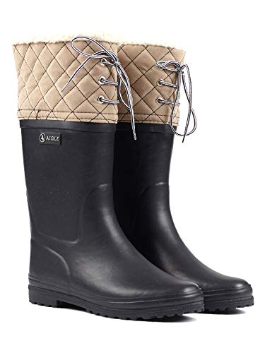 Aigle Damen Polka Giboulée Gummistiefel Blau (Marine / Beige 4) 35 EU