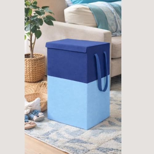 Image of Extra Large Laundry Bag 75 Liter, Foldable Fabric Laundry Basket with Lid & Carry Handles for Clothes Storage (2, blue)