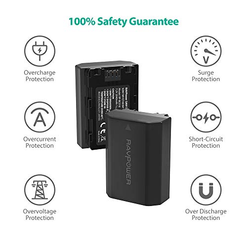NP-FZ100 RAVPower [Upgraded] Camera Batteries Charger Set for Firmware 2.0 Sony Alpha A7 III Battery A7R III A9 Alpha 9 A7R3 a6600 a7R IV Alpha a9 II Alpha 9R A9R Alpha 9S (2-Pack, 2040mAh) - Thumbnail 3
