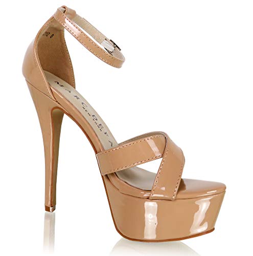 Marc Defang Nude Strappy Pageant Model Platform Pumps FS-21124