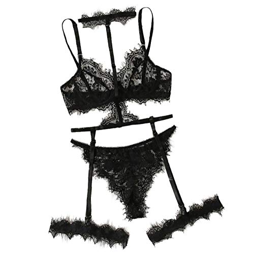 Lingerie sous-vêtements dentelle et nuisette érotique transparente pour dame