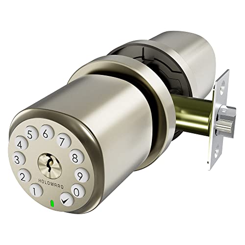 Holomarq Door Knob With Keypad For Interior Combination Bedroom Door Lock 4 Aa Alkaline Batteries Keyless Electronic Digital Coded Door Knob Sequra Metallic Gold #TOP27